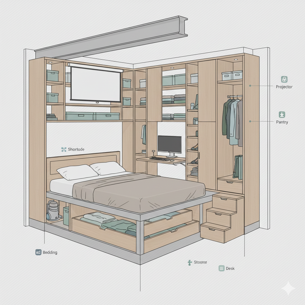小坪數放大術：利用隱藏式收納與視覺通透材質
